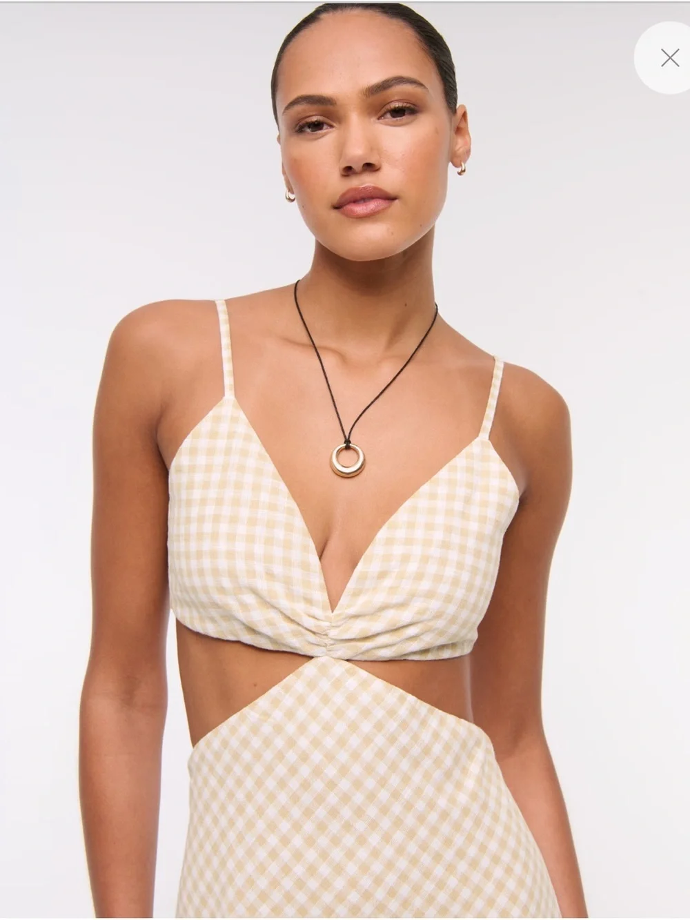 Abercrombie & Fitch The Julia Slip Cut Out Maxi Dress M Linen Summer Coastal NWT